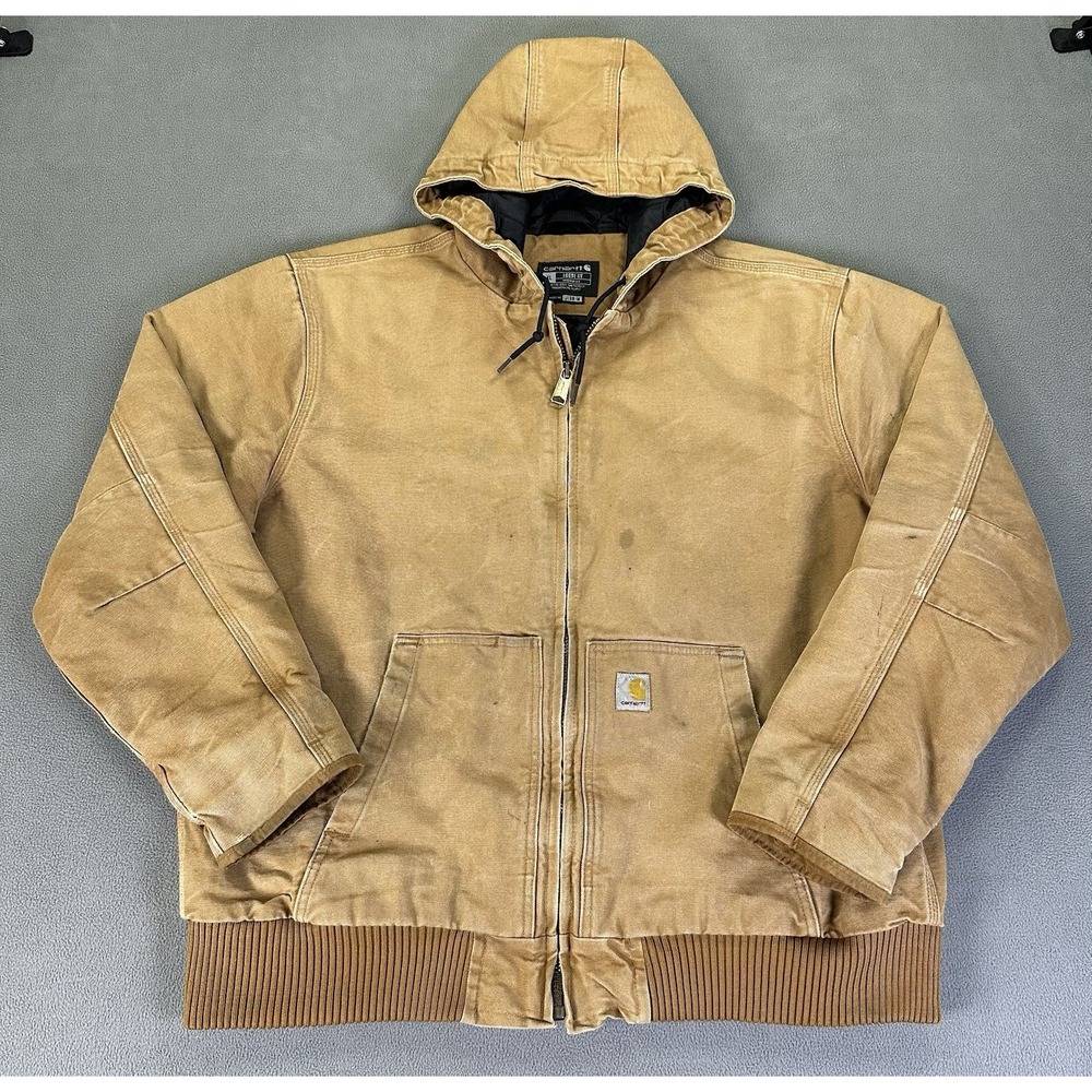 Carhartt Jacket XL Brown J130 Jac Distressed‎ Faded Canvas Insulated Thinsulate